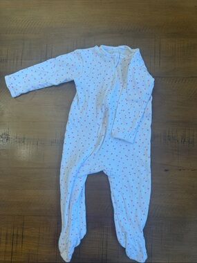 Egg Collective White Footed Pajamas with Pink Heart Print